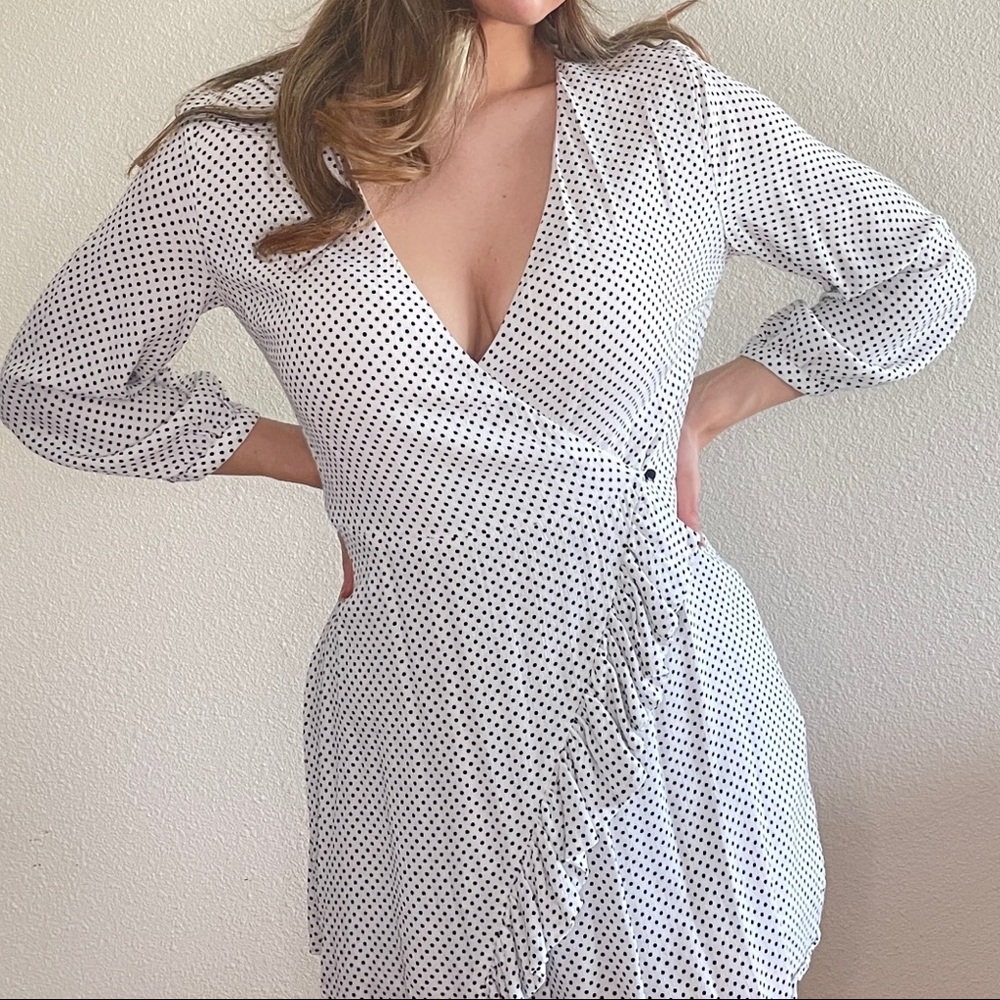 Zara TRF Collection White & Black Polka Dot Ruffled Romper Mini Dress